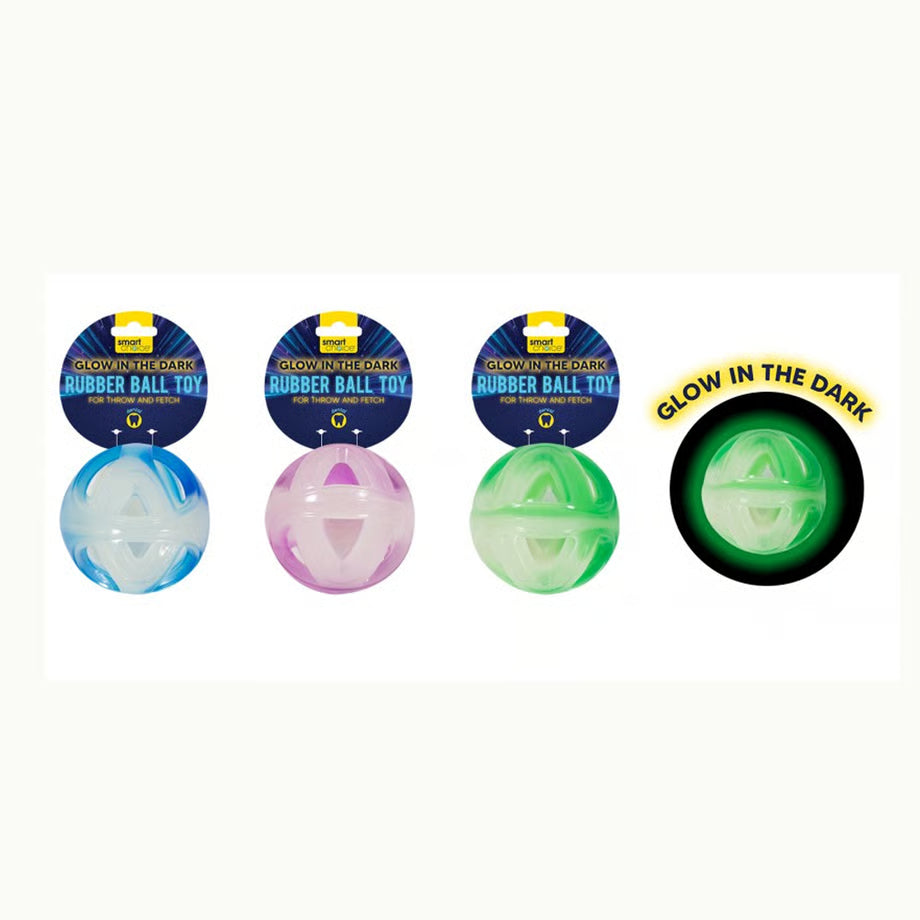 Smart Choice Glow in the Dark Rubber Ball Dog Toy – 8cm