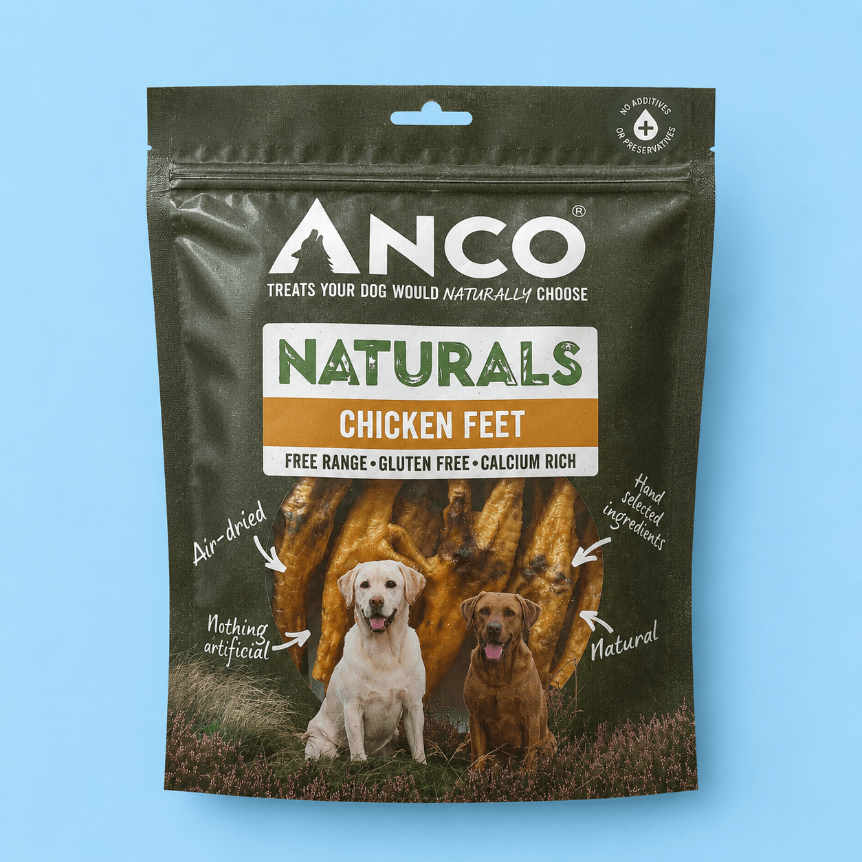 Anco Naturals Chicken Feet 100g natural dog treat UK