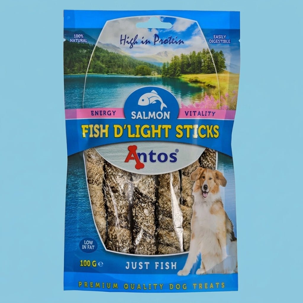 Antos Nova Fish D’Light Salmon Sticks 100g natural dog treat UK