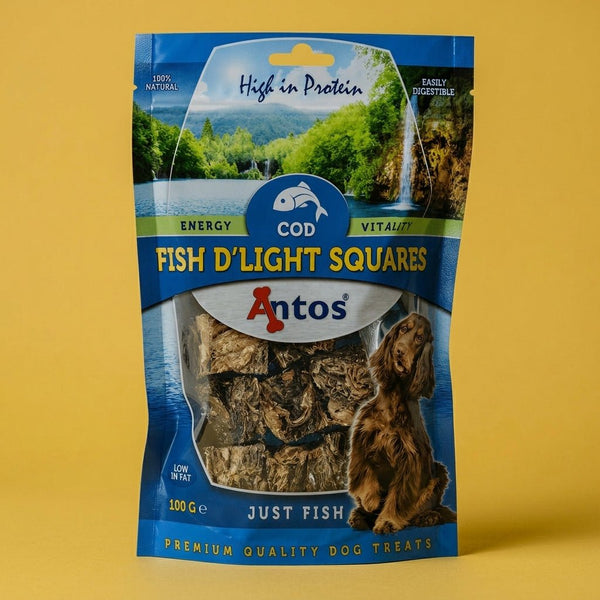Antos Nova Fish D’Light Squares 100g natural dog treat UK