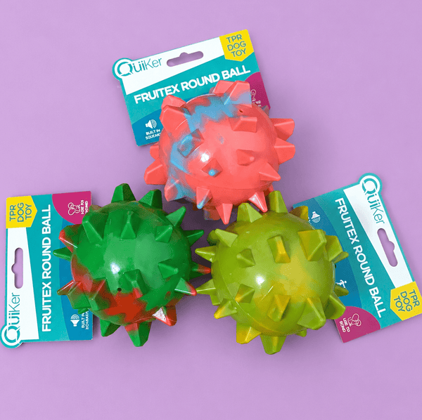 Fruitex Fruity Squeaky TPR Ball Dog Toy natural dog treat UK