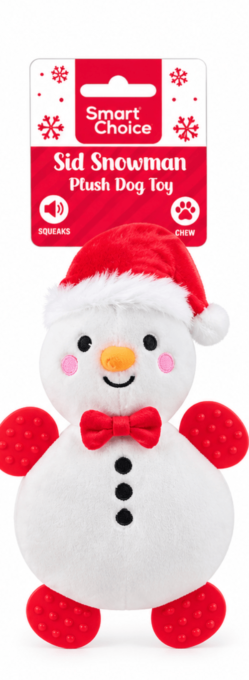 Smart Choice Christmas Plush & Rubber Squeaky Dog Toy – 30cm natural dog treat UK