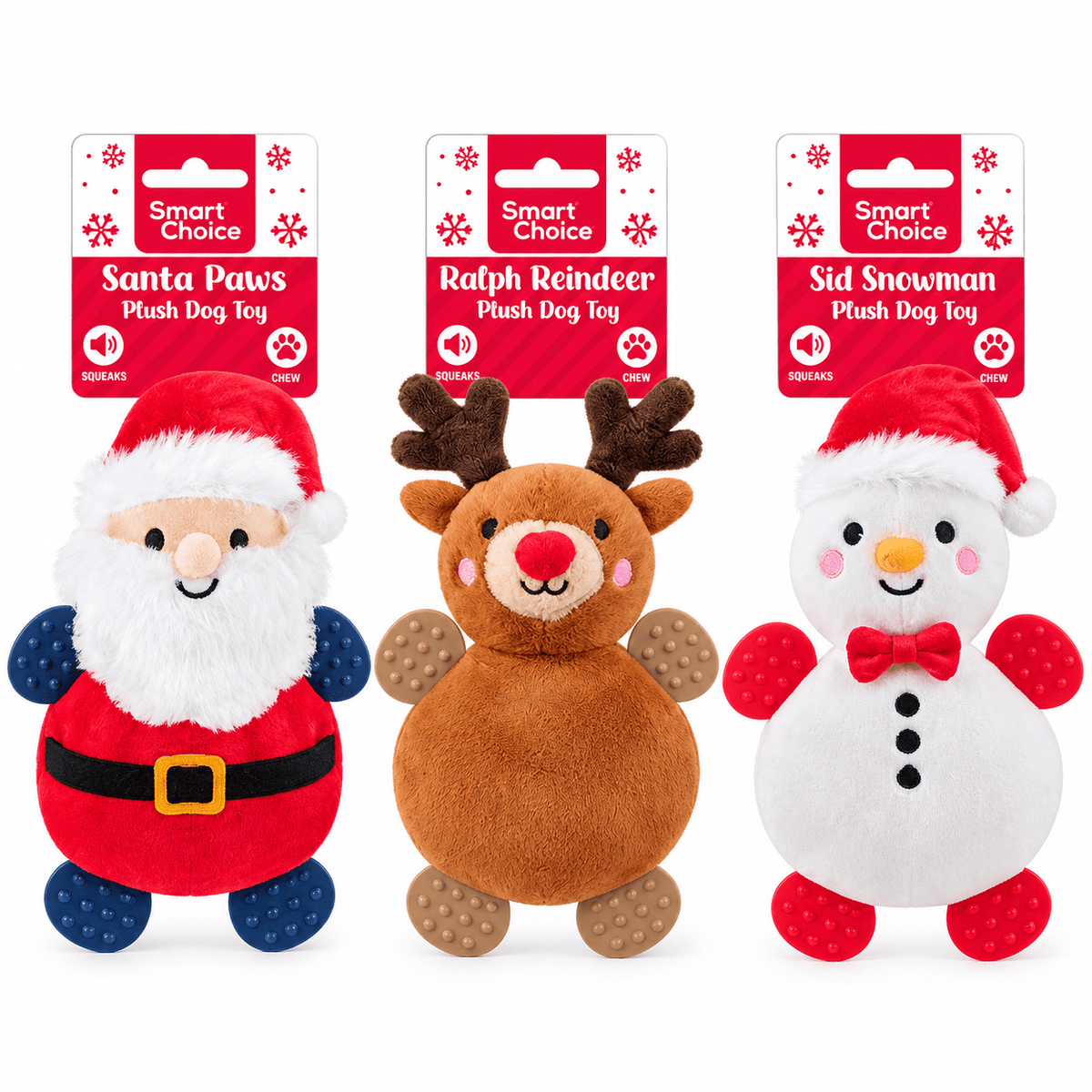 Smart Choice Christmas Plush & Rubber Squeaky Dog Toy – 30cm natural dog treat UK