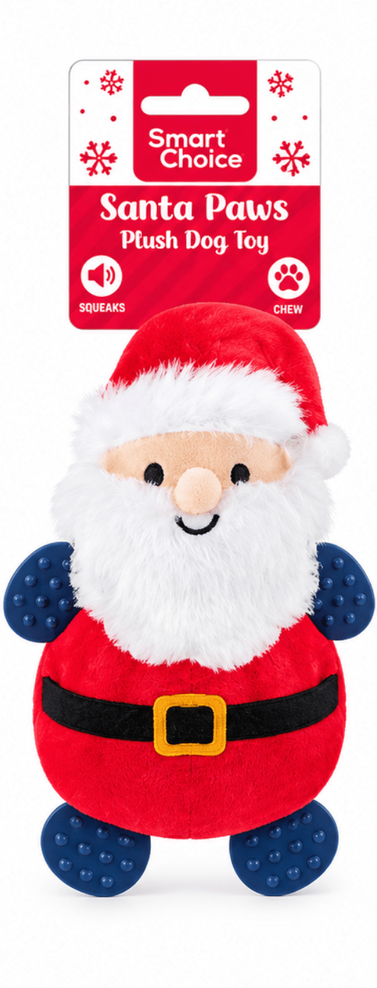 Smart Choice Christmas Plush & Rubber Squeaky Dog Toy – 30cm natural dog treat UK