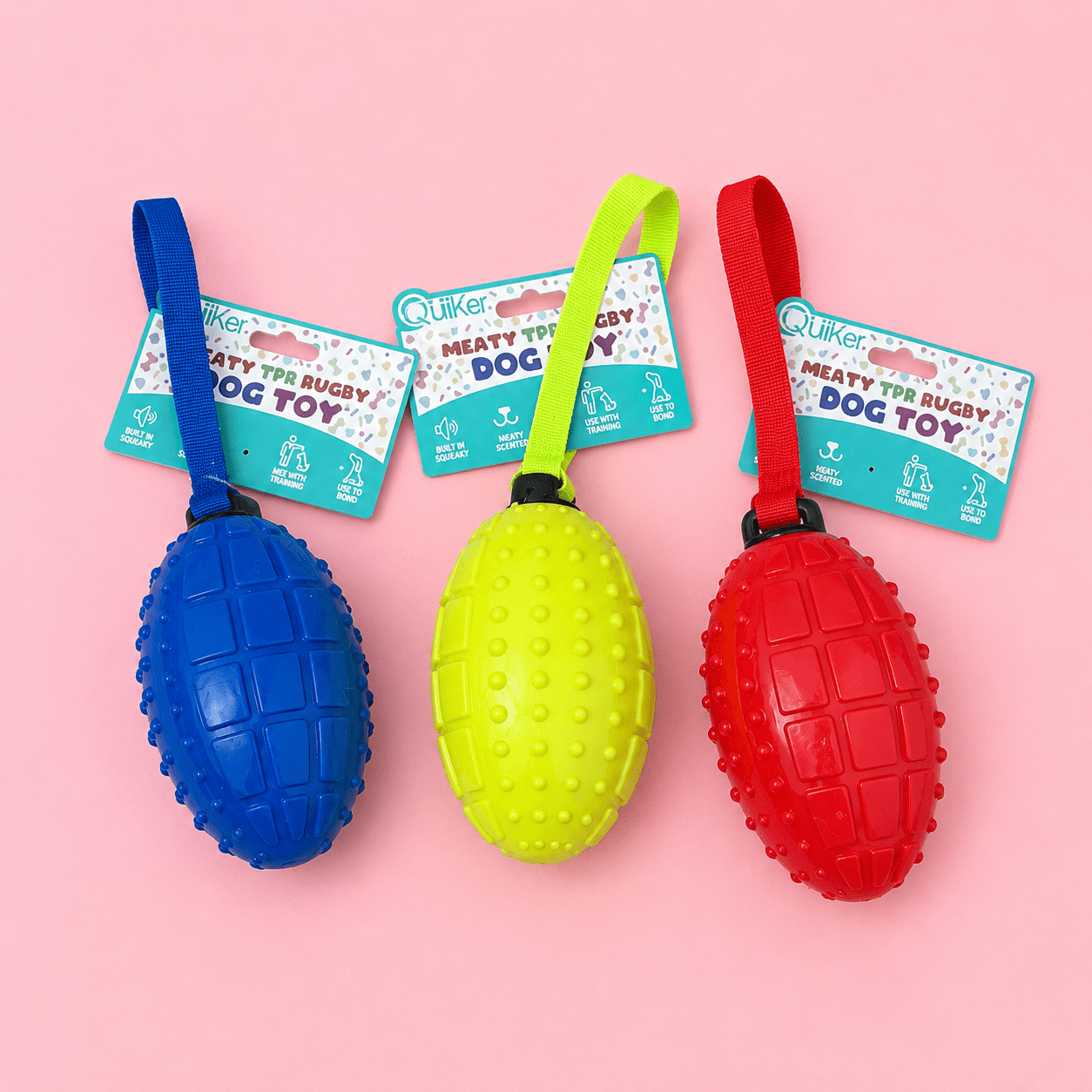 Squeaky rugby ball dog toy natural dog treat UK