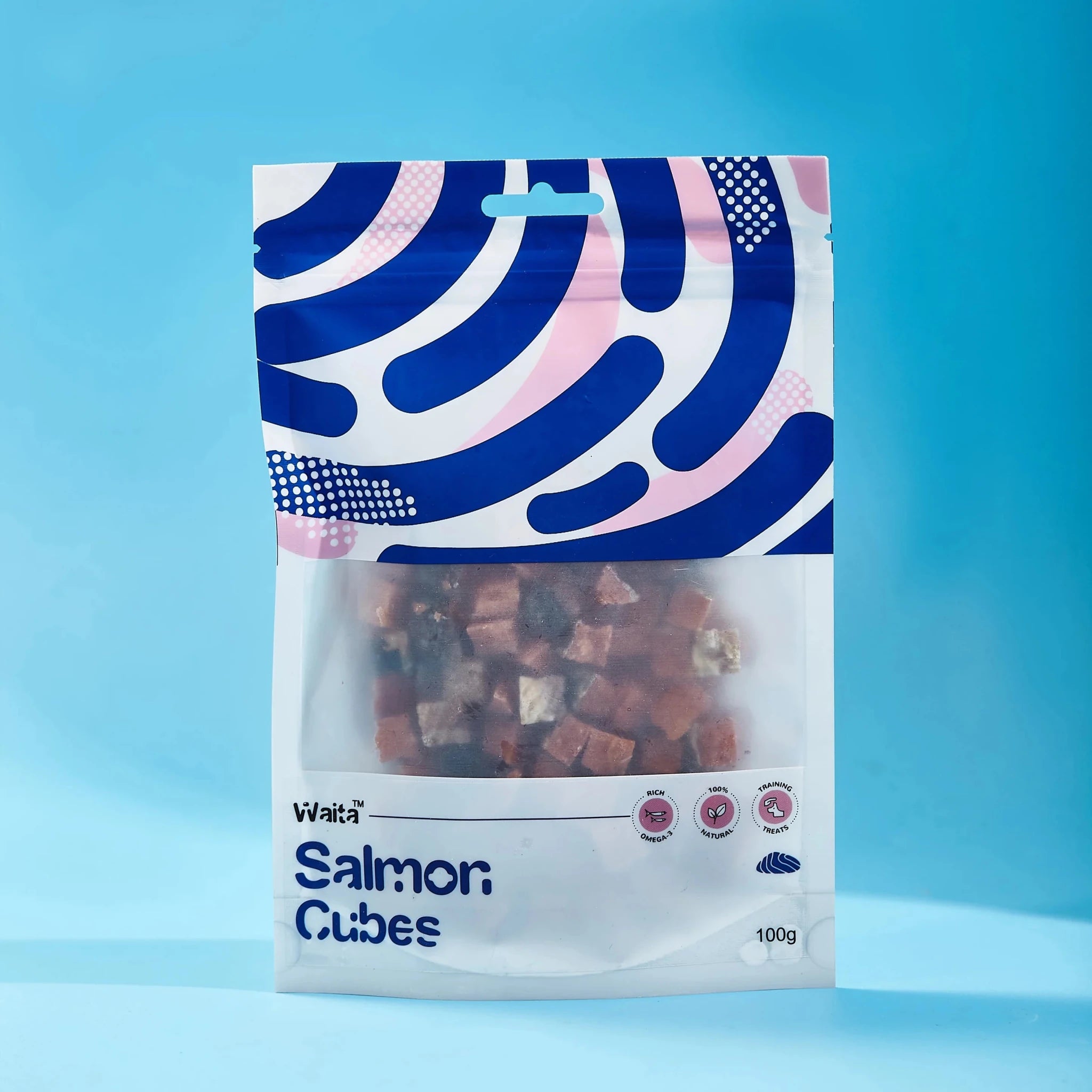 Waita Air Dried Salmon Cube 100g natural dog treat UK