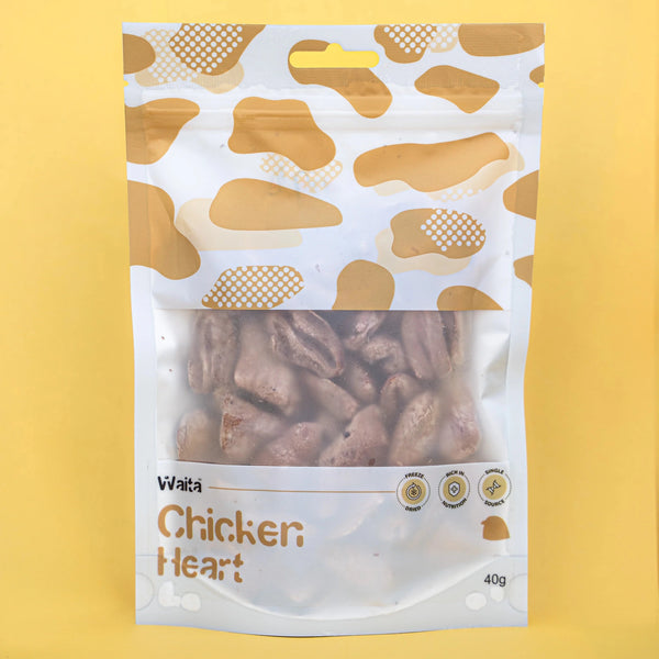 Waita Freeze Dried Chicken Heart 40g natural dog treat UK