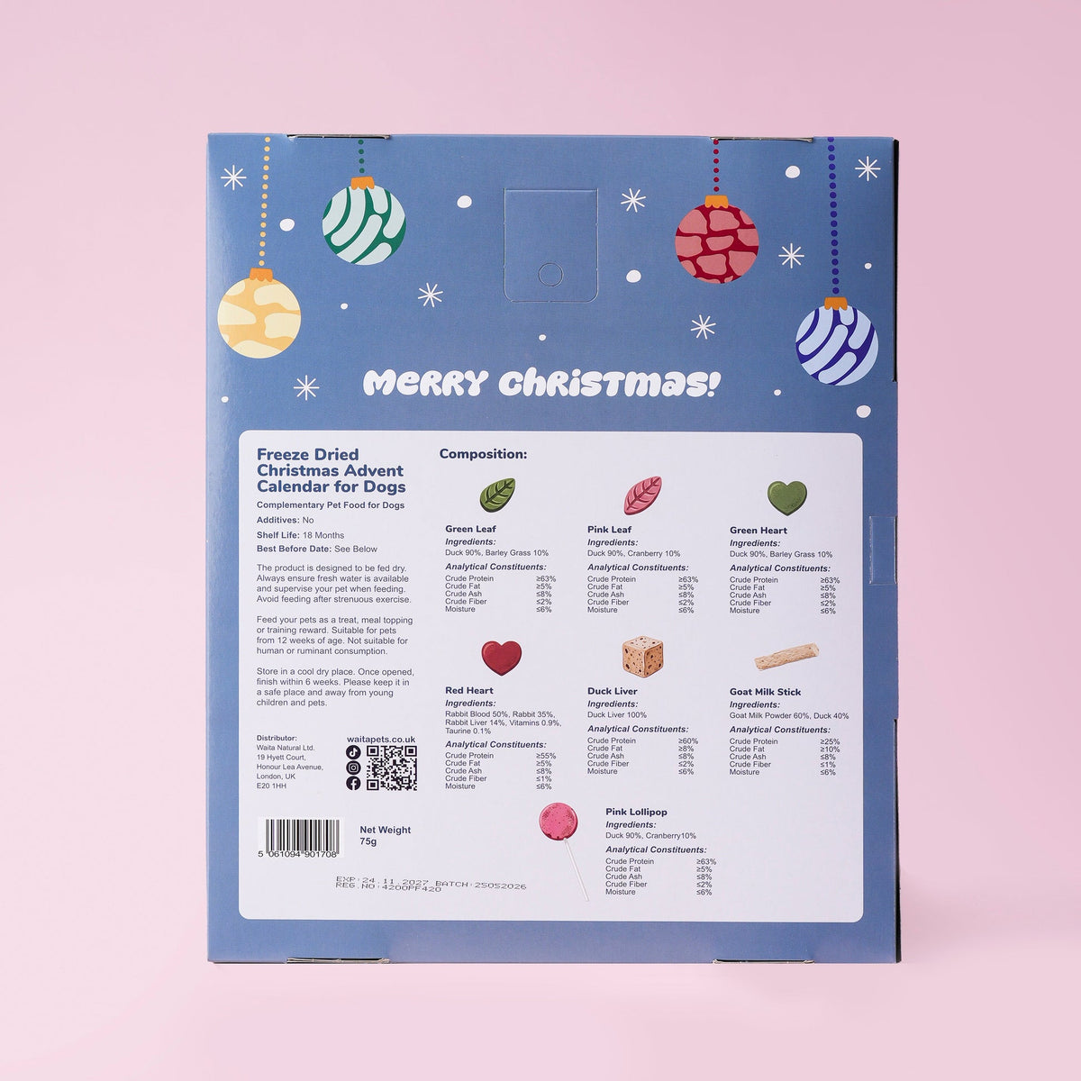 Waita Freeze-Dried Christmas Advent Calendar for Dogs & Cats natural dog treat UK