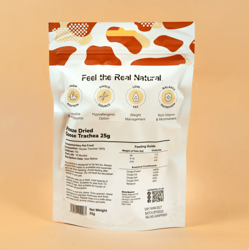 Waita Freeze Dried Goose Trachea 25g natural dog treat UK