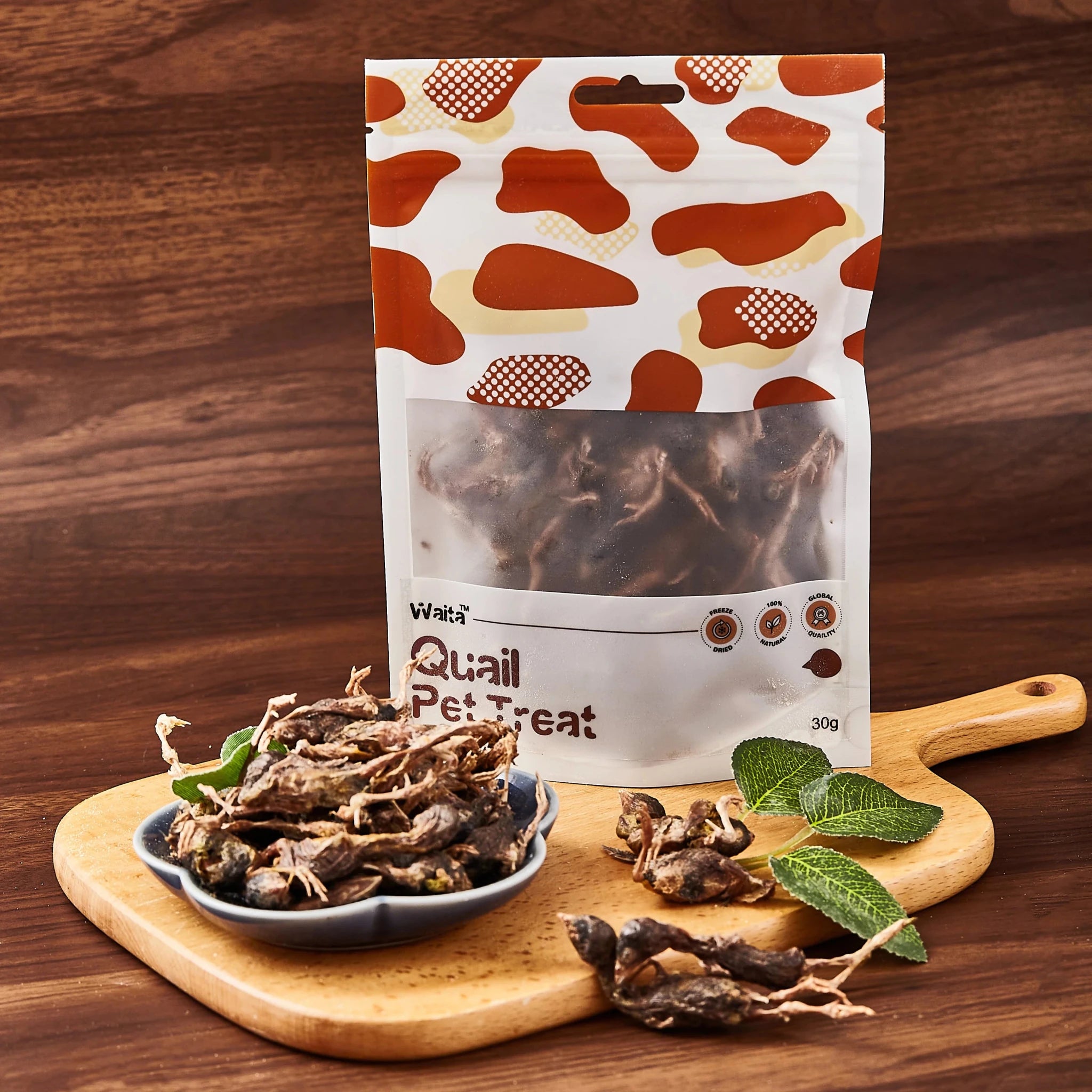 Waita Freeze Dried Quail 30g natural dog treat UK